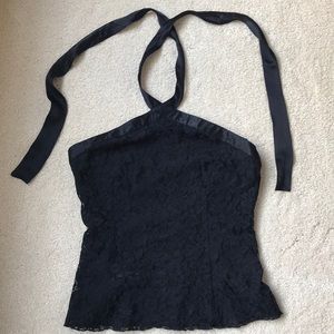 Black lace halter top, size XS